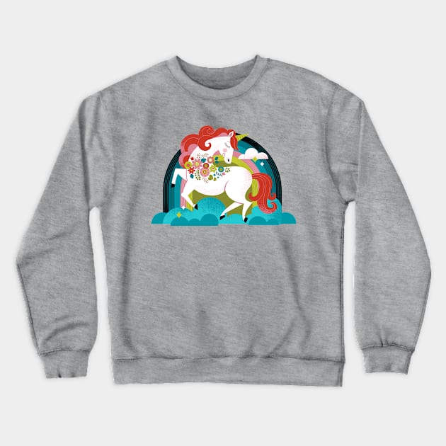 Hipster Unicorn Crewneck Sweatshirt by Lucie Rice Illustration and Design, LLC